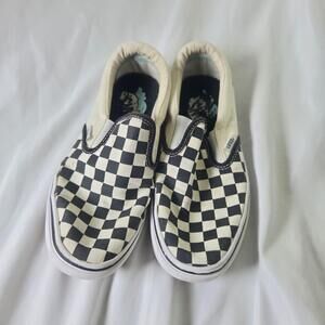 Vans Slip-On Shoes Mens Size 6 Black Checkered Canvas Casual Skate Streetwear